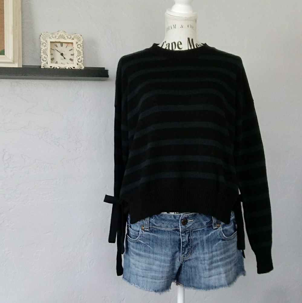 Cotton by Autumn Cashmere side tie striped sweater